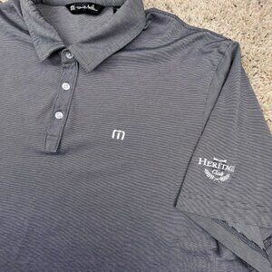 Travis Mathew Short Sleeve Polo Shirt Size XXL Grey Heritage Club Gold Logo
